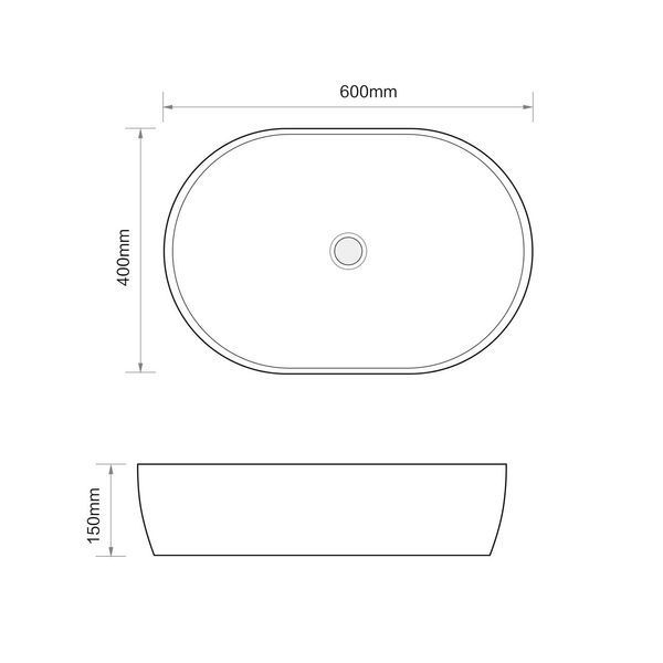 Умивальник Mixxus Premium Ellipse-0105 600&times;400&times;150 мм МР6563 фото