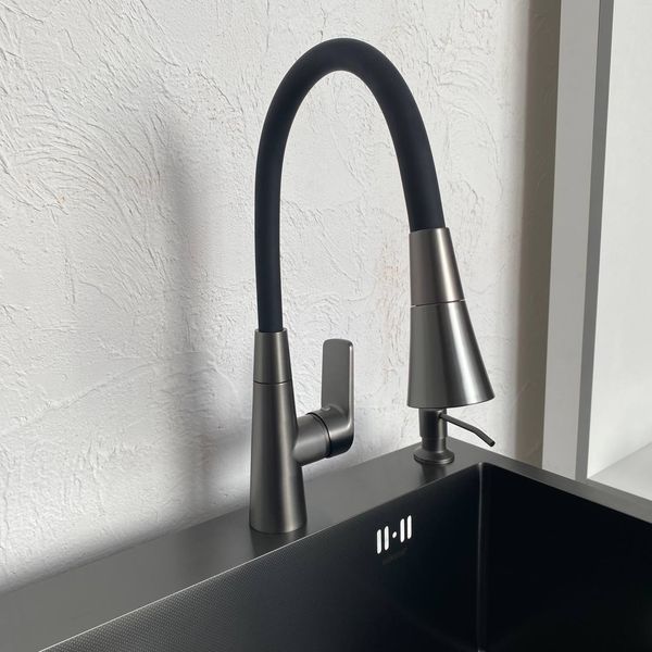 Змішувач Mixxus Premium Matis 011-T графіт+чорний гусак 8268 фото
