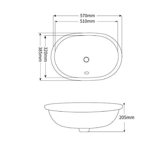 Умивальник врізний під стільницю Mixxus Premium Ellipse-1701 570&times;385&times;205 mm 6566 фото