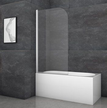 Шторка скляна на ванну Koer SR BS-80&times;140-TR-01 прозоре скло 6 мм, хром 5400 фото