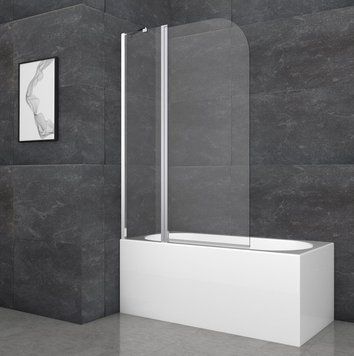 Шторки на ванну скляні з ручкою Koer SR BS03-95&times;140-TR-01 прозоре скло 6 мм, хром 5402 фото