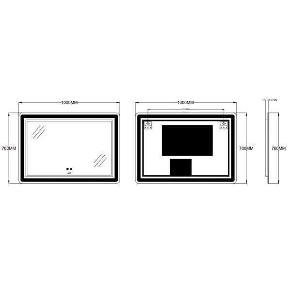 Дзеркало Zerix Mirra MR05-100&times;70 cm з підігрівом та підсвіткою 6060 фото